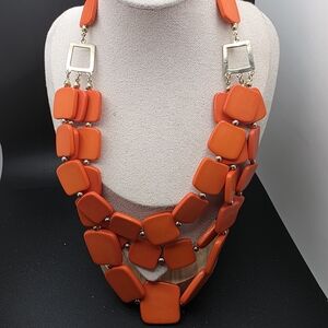 Bold Orange Statement Necklace (1583)